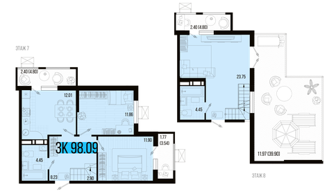 Квартира 98,1 м², 3-комнатная - изображение 1