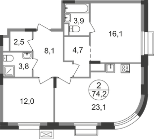 80,6 м², 2-комнатная квартира 18 455 724 ₽ - изображение 35
