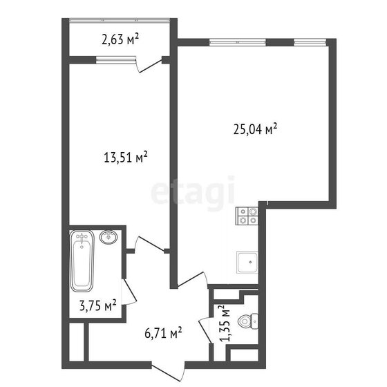 52 м², 1-комнатная квартира 5 100 000 ₽ - изображение 1