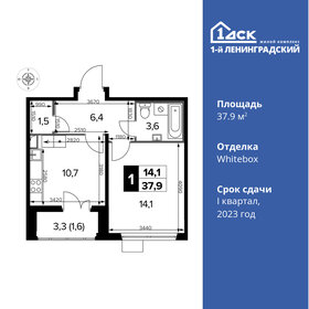 34,3 м², 1-комнатная квартира 11 696 300 ₽ - изображение 1