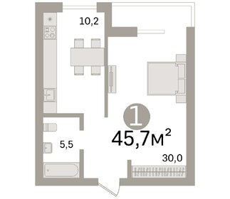 Квартира 45,7 м², 1-комнатная - изображение 1