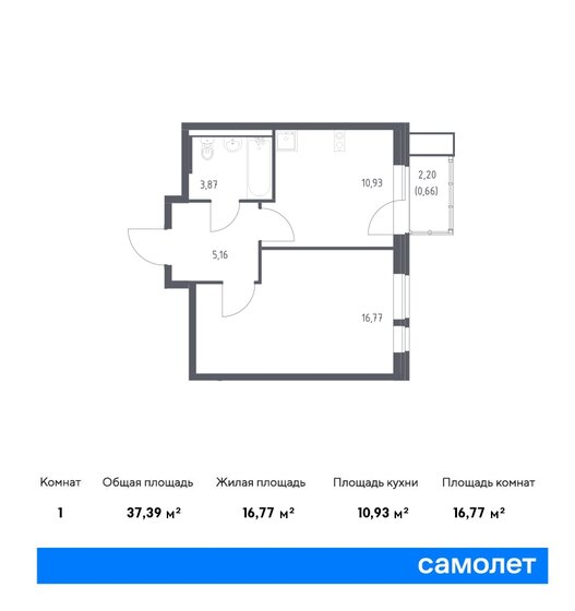37,4 м², 1-комнатная квартира 6 716 183 ₽ - изображение 19