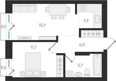 40 м², 2-комнатная квартира 5 290 000 ₽ - изображение 62