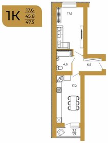 Квартира 47,5 м², 1-комнатная - изображение 1