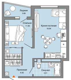 44 м², 2-комнатная квартира 5 186 359 ₽ - изображение 24