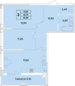 Квартира 65,8 м², 2-комнатная - изображение 1