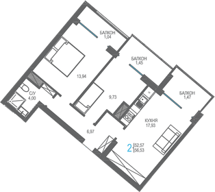 56,5 м², 2-комнатная квартира 15 257 700 ₽ - изображение 27