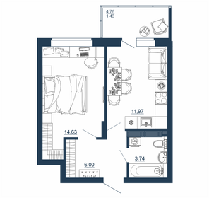 Квартира 37,8 м², 1-комнатная - изображение 1