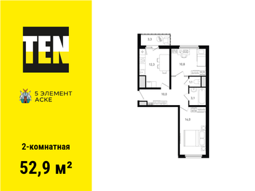 Квартира 52,9 м², 2-комнатная - изображение 1