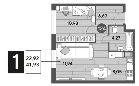 40 м², 1-комнатная квартира 6 500 000 ₽ - изображение 70