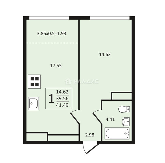 41,5 м², 1-комнатная квартира 8 200 000 ₽ - изображение 48