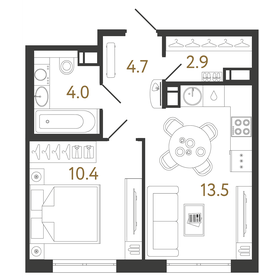 33 м², 1-комнатная квартира 6 900 000 ₽ - изображение 114