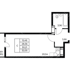 Квартира 32,1 м², студия - изображение 2