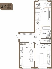 Квартира 59,9 м², 2-комнатная - изображение 1