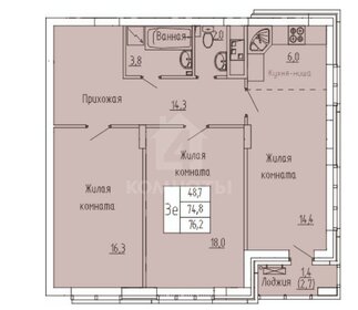 Квартира 76,2 м², 3-комнатная - изображение 1