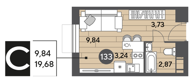 19,7 м², квартира-студия 3 739 395 ₽ - изображение 8