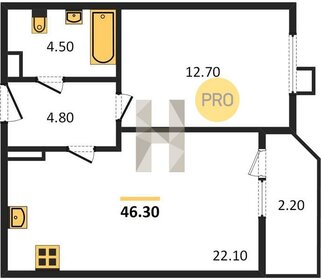 Квартира 46,3 м², 1-комнатная - изображение 1