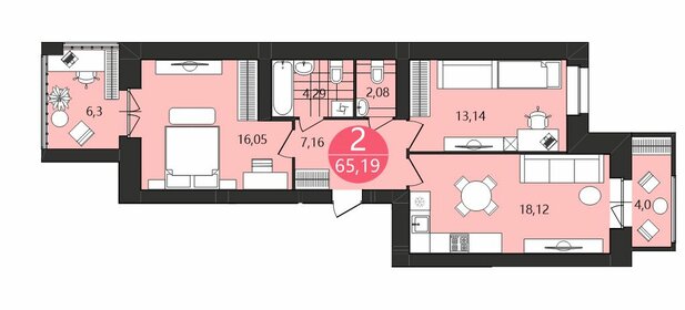 55,5 м², 2-комнатная квартира 6 500 000 ₽ - изображение 82