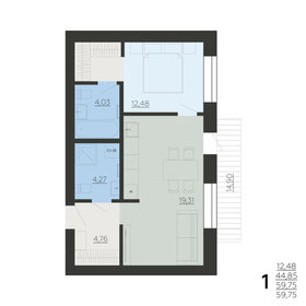 Квартира 59,8 м², 1-комнатная - изображение 1