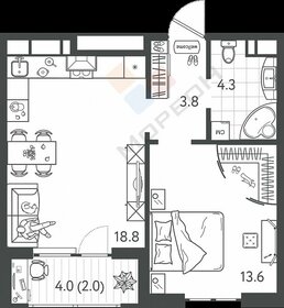 Квартира 36,5 м², 1-комнатная - изображение 1