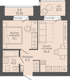 Квартира 39,1 м², 1-комнатная - изображение 1