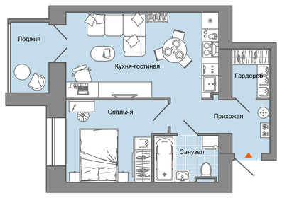 Квартира 43 м², 2-комнатная - изображение 1