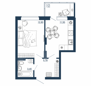 Квартира 35,4 м², 1-комнатная - изображение 1