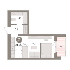 Квартира 31 м², студия - изображение 3