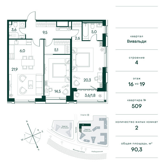 113,3 м², 4-комнатная квартира 76 250 896 ₽ - изображение 37