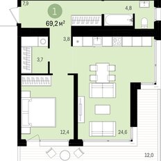 Квартира 57,1 м², 1-комнатная - изображение 3