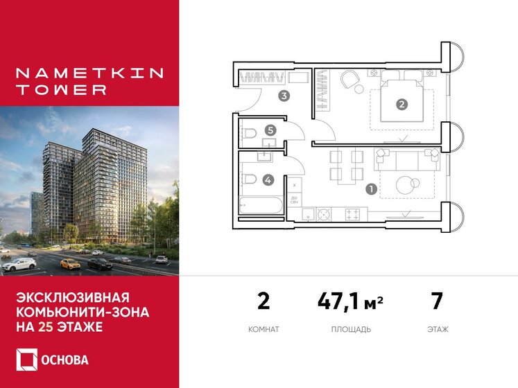 47,1 м², 2-комнатные апартаменты 15 547 710 ₽ - изображение 1