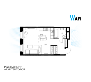 Квартира 41,4 м², 1-комнатные - изображение 1