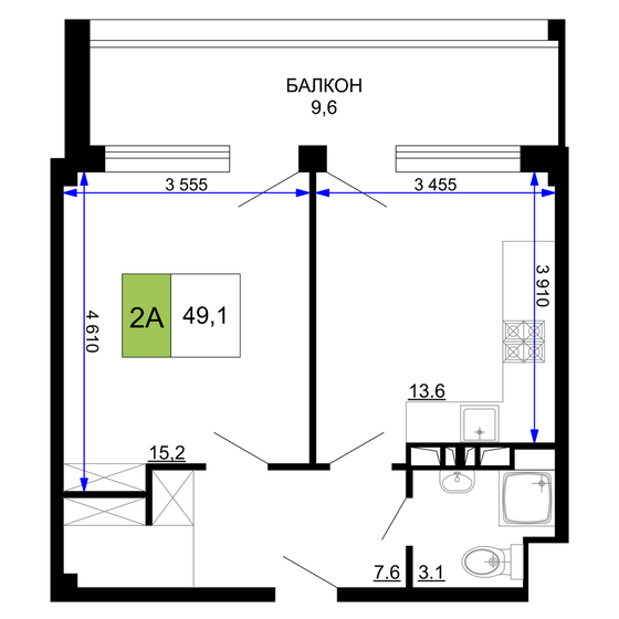 49,1 м², 2-комнатные апартаменты 13 993 500 ₽ - изображение 65