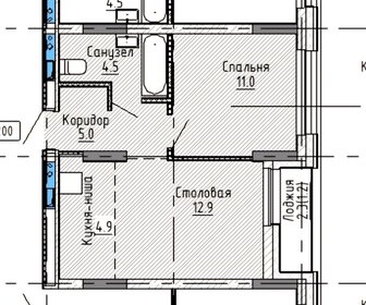 Квартира 40,6 м², 1-комнатная - изображение 1