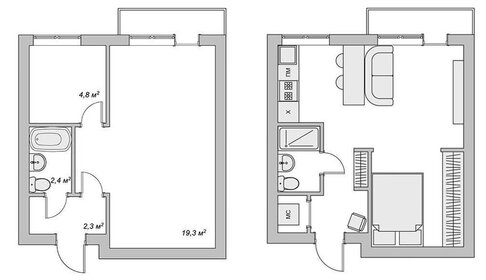 Квартира 33,4 м², 1-комнатная - изображение 3