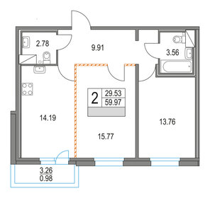 60,1 м², 2-комнатная квартира 15 614 000 ₽ - изображение 6
