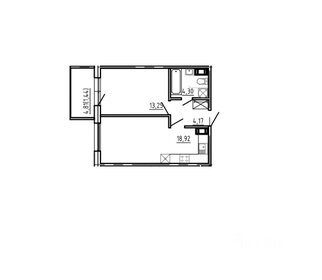 Квартира 42,1 м², 1-комнатные - изображение 1