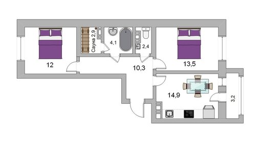 Квартира 60,1 м², 2-комнатная - изображение 1