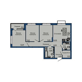 Квартира 74,9 м², 3-комнатная - изображение 1