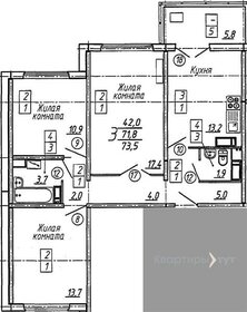 Квартира 73,5 м², 3-комнатная - изображение 1