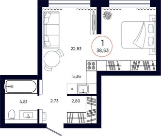 32,3 м², 1-комнатная квартира 4 100 000 ₽ - изображение 84