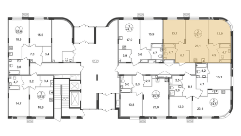 53,8 м², 3-комнатная квартира 12 240 000 ₽ - изображение 78