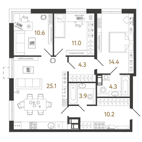 Квартира 83,8 м², 3-комнатная - изображение 1