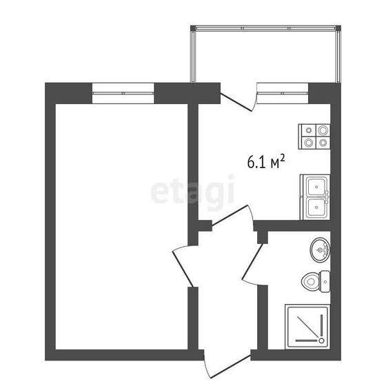 34,1 м², 1-комнатная квартира 12 300 000 ₽ - изображение 1