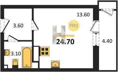 Квартира 24,7 м², студия - изображение 1