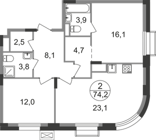80,6 м², 2-комнатная квартира 18 455 724 ₽ - изображение 43