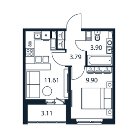 Квартира 30,8 м², 1-комнатная - изображение 1