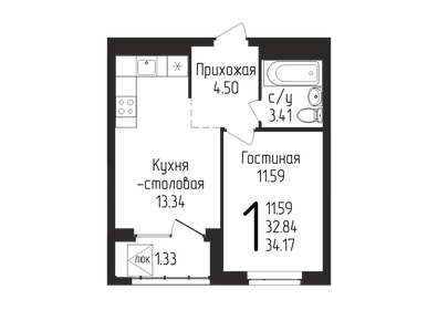 33,3 м², 1-комнатная квартира 4 300 000 ₽ - изображение 8