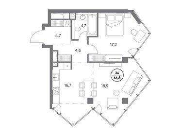 57,1 м², 1-комнатная квартира 52 646 200 ₽ - изображение 31