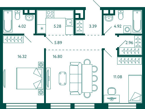 70,7 м², 2-комнатная квартира 13 358 202 ₽ - изображение 1